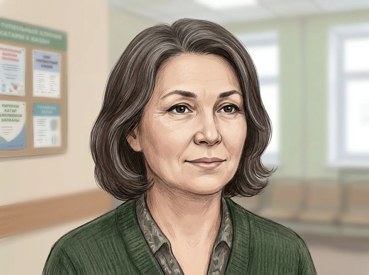Аватар женщины 51 год, Марина, мать пациента наркологической клиники в Казани, нейтральный нарисованный портрет